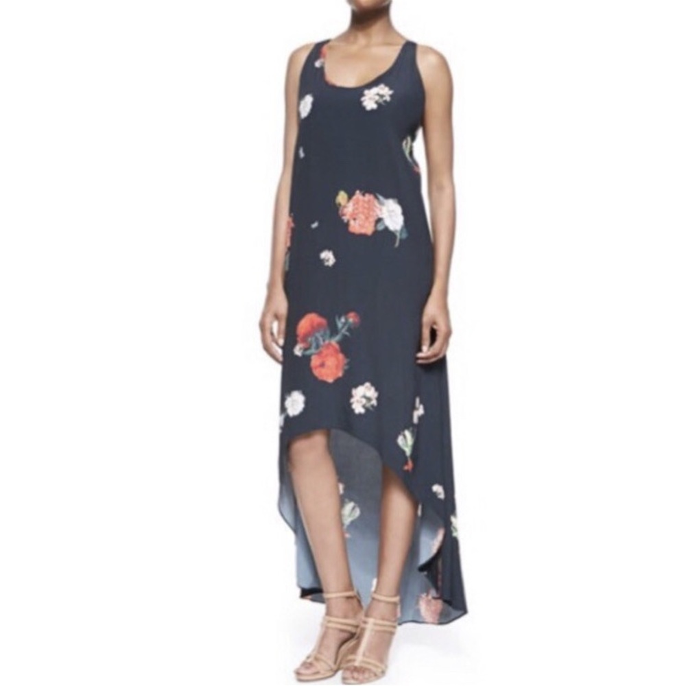 Alice + Olivia Veronica Floral High Low Dress in Black Size Medium